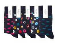 Jemsox The Classic Fox - Luxury 5-Pairs Organic Cotton Men's Crew Socks Size 7-11 - Foxes Pattern Multipack, Colourful Patterned Smart Socks, All Day Comfort