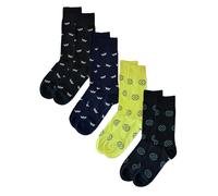 Jemsox The Minimalist - 4 Pack Patterned Socks - Size UK 7-10.5 - Navy - UK 7-10.5 / Eur 41-46
