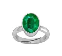 JEMSPRIME Natural Emerald Adjustable Well Plated Panna Ring Certified for Men and Women (Green, 6.25 Ratti 5.30 Carat) Metal Emerald