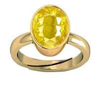 JEMSPRIME Natural Yellow Sapphire Quality 9.25 Ratti 8.00 Carat Gold Plated Ring without Heating for Men and Women (Lab Certified) Metal Sapphire Metal Sapphire