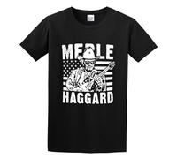 JemTo Merle Haggard Vector Cotton T-Shirt Black L
