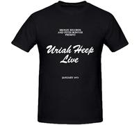 JemTo Uriah Heep Live Summer T Shirts for Men Round Neck T-Shirt Black L