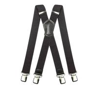 JEMYGINS Men's Braces Wide 3.8 cm with Strong 4 Metal Clips Long One Size Adjustable and Elastic X Style for Men and Women, Black/Black Leather, M