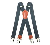 JEMYGINS Men's Braces Wide 3.8 cm with Strong 4 Metal Clips Long One Size Adjustable and Elastic X Style for Men and Women, Light navy, M