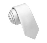 JEMYGINS Slim Men's Tie Plain 6 cm, White, M