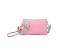 JEN & CO. Izzy Vegan Leather Crossbody Bags Clutch Purses Wristlet Wallet Shoulder Handbag with Guitar Strap for Women, Sweet Pink