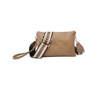 JEN & CO. Izzy Vegan Leather Crossbody Bags Clutch Purses Wristlet Wallet Shoulder Handbag with Guitar Strap for Women, Taupe, 10"x"2"x"7" inches
