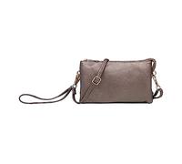 JEN & CO. M013-BL Riley Wristlet Adjustable/Detachable Strap Vegan Leather Crossbody Handbag, Bronze, 9x5