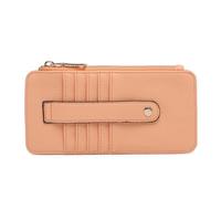 JEN & CO. Saige Women's Wallet Clutch Credit Card Holder With Zip Change Pocket Vegan Leather, Peach Sherbert