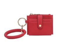 JEN & CO. Sammie Women's Bangle Wrislet Wallet Clutch With Zip Change Pocket Vegan Leather, Cherry Red