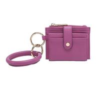 JEN & CO. Sammie Women's Bangle Wrislet Wallet Clutch With Zip Change Pocket Vegan Leather, Rhubarb Purple