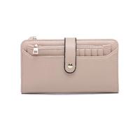 JEN & CO. Women's Wallet Clutch Credit Card Holder With Zip Change Pocket Vegan Leather, Tan