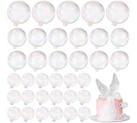 Jenaai 100 Pcs Colorful Balls Cake Topper Clear Bubble Cake Topper Plastic Mini Pearl Balls Cupcake Toppers DIY Decoration for Mermaid Birthday Party Baby Shower Wedding Anniversary Decor