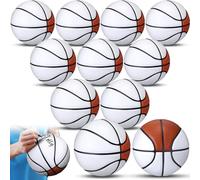 Jenaai 12 Pcs Size 6 Blank Autograph Basketball Customized Basketball with 6 White Panels Junior Adult Basketballs Trophy for Signing Blank Signature High School College Coach Gift