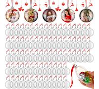 Jenaai 150 Pcs Photo Ornament Ball Christmas Hanging Photo Frame Ornament Round Clear Plastic Fillable Ball Ornament Photo Picture Holder Balls for Christmas Tree Ornaments Hanging Party Decor