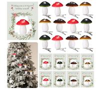 Jenaai 20 Sets Christmas Mushroom Ornaments Clip-on Mushroom Ornament for Christmas Tree Whimsical Magical Holiday Season Decoration Party Favor Gifts with Cards (1.9 x 2.3 Inch)