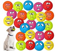 Jenaai 24 Pieces Funny Face Squeaky Dog Toys Latex Soft Toys Emoticon Dog Squeaky Ball Interactive Balls Fetch Play Toy for Small Medium Pets Animals Puppies Training(Multiple Colors)