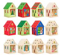 Jenaai 24 Sets Wooden Christmas Houses Craft Kit DIY Christmas Village Sets 3D Wood Gingerbread Man House Crafts Kit to Paint Art for Winter Xmas Gift Party Supplies Table Decorations