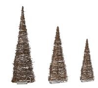Jenaai 3 Lighted Christmas Rattan Table Tree - 24'' 16'' 12'' Christmas Rattan Cone Trees Pre-lit Rustic Xmas Decor with LED Lights & Metal Frame for Home, Porch, Holiday Centerpiece Decoration