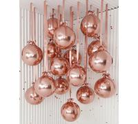 Jenaai 30 Set Round Foil Balloons Bulk 22 Inch 4d Metallic Giant Balloons Set with Satin Bows Ribbon for Ceiling Holiday Ornaments New Year Birthday Wedding Party Decoration(Rose Gold)
