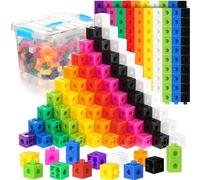 Jenaai 400 Pcs Math Linking Cubes with Storage Box, Plastic Counting Blocks, Colorful Math Cubes, Manipulative Connecting Snap Blocks for Early Math Construction Kindergarten Educational Toy (Blue)