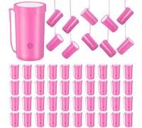 Jenaai 50 Pcs Mini Air Horn 3 Inch Noisemakers for Sporting Events Fun Stadium Loud Noise Maker Blow Horn Noise Whistle with Lanyard for Birthday Party Graduation Celebrations Goodie Bag (Pink)