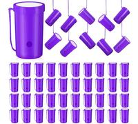 Jenaai 50 Pcs Mini Air Horn 3 Inch Noisemakers for Sporting Events Fun Stadium Loud Noise Maker Blow Horn Noise Whistle with Lanyard for Birthday Party Celebrations Goodie Bag(Purple)