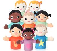 Jenaai 8 Pcs Multicultural Hand Puppets Set for Kids 11.8" African Asian European Children Plush Hand Puppets for Boys Girls House School Theater Shows Storytelling Role Play Classroom Teaching