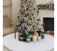 Jenaai 80 Inches Large Christmas Tree Skirt Faux Fur Xmas Tree Skirt, White