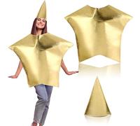 Jenaai Gold Star Costume for Women Adults Christmas Costume Nativity Star Religion Living Nativity Scene Outfits Cosplay Apparel with Hat Xmas Sunday Church Supply, Gold, Medium