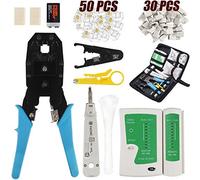 JENABOM 12 in 1 Network Tool Kit - RJ45 RJ11 CAT5 CAT6 Crimping Tools, LAN Cable Tester, Wire Stripper