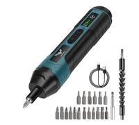 JENABOM Electric Cordless Screwdriver, 3.6V Rechargeable Screwdriver, 5N.m Max Torque, 4-Gear Torque, LED Light,18 Pcs, Ideal for Daily & Light Industrial Use