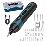 JENABOM Electric Cordless Screwdriver, 3.6V Rechargeable Screwdriver, 5N.m Max Torque, 4-Gear Torque, LED Light, 39 Pcs, Ideal for Daily & Light Industrial Use