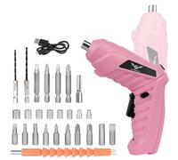 JENABOM Electric Screwdriver Cordless, Electric Screwdriver Kit for Women Home DIY, 3.6V/1300mAh Rechargeable Power Drill Driver, with USB Cable LED Light, Pink