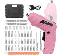 JENABOM Electric Screwdriver Cordless, Electric Screwdriver Kit with 45 Accessories, 3.6V/1300mAh Rechargeable Power Drill Driver for Women Home DIY, Pink