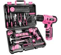 JENABOM Pink Tool Kit: 127-Piece DIY Set with 8V Cordless Drill, Electric Drills & Hand Tools for Women