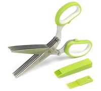 Jenaluca Herb Scissors - Heavy Duty 5 Blade Kitchen Shears with Safety Cover