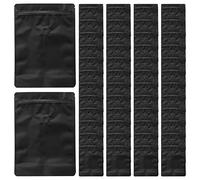 Jenbnoau 50Pcs Matt Aluminum Foil Coffee Valve Zipper Closure Bag Vertical Aluminum Foil Coffee Bean One-Way Exhaust Valve Bag Packaging Bag 250G Black