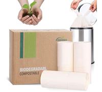 JENCENBIO 20L Compostable Bin Liners with Handles, 20 Micron Food Scrape Waste Bags for Kitchen Bathroom, US BPI ASTM D6400 and Europe OK compost HOME Certified 45 Couts White