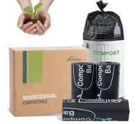 JENCENBIO 20L Compostable Food Waste Bags Compost Bin Liners for Kitchen Bin with EN13432 OK compost HOME Certified Black