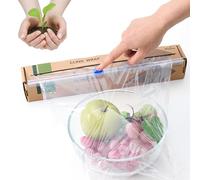 JENCENBIO Cling Wrap Compostable with Slide Cutter 30 CM x 61 M ASTM 6400 Certified Compost Food Wrap