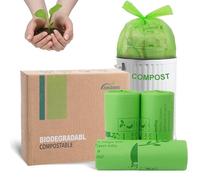 JENCENBIO Compost Handle Bin Liners, 20L, Extra Thick 20 Micron, Waste Bags for Kitchen Bathroom Office, US BPI ASTM D6400 and Europe OK compost HOME Certified