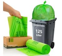 JENCENBIO Compostable Bin Liners, 125 Liter, Extra Thick, 28 Micron Food scrap waste bags with US BPI ASTM D6400 and Europe OK compost HOME Certified