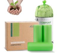 JENCENBIO Compostable Bin Liners 20Liter Extra Thick 0.78 Mils Biodegradable Food Waste Bags for Kitchen Bin with EN13432 Europe OK compost HOME Certified Green 45 Couts