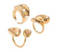 JENCVNL 3/4 Pcs Gold/Silver Chunky Rings for Women Water Drop Ring Women's Fashion Teardrop Ring Adjustable Golden Teardrop Chunky Thumb Rings for Women Men Girls (Goldset-1)