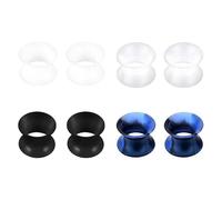 JENCVNL 4 Pair Silicone Ear Tunnel Plugs Set, Flexible Flesh Silicone Plugs Expander Double Flared Tunnel Ear Stretcher Piercing Jewellery Unisex, Gauges 6-25mm (10mm)
