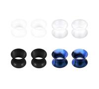 JENCVNL 4 Pair Silicone Ear Tunnel Plugs Set, Flexible Flesh Silicone Plugs Expander Double Flared Tunnel Ear Stretcher Piercing Jewellery Unisex, Gauges 6-25mm (12mm)