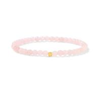 JENCVNL 4mm Natural Gemstone Bead Bracelet with 18K Gold Bead 4mm Round Beads Stretch Bracelets Handmade Gemstone Bracelet Beads Stretch Bracelets (Rose Quartz)