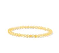 JENCVNL 4mm Natural Gemstone Bead Bracelet with 18K Gold Bead 4mm Round Beads Stretch Bracelets Handmade Gemstone Bracelet Beads Stretch Bracelets (Citrine)