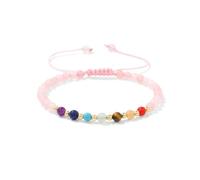 JENCVNL 7 Chakra Crystal Bracelet, 4mm Beaded Bracelet Natural Stone Crystal Bracelets Chakra Yoga Bracelets for Women Teen Girls (Rose Quartz-Adjustable)